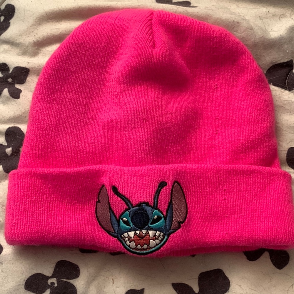 Hot pink stitch beanie